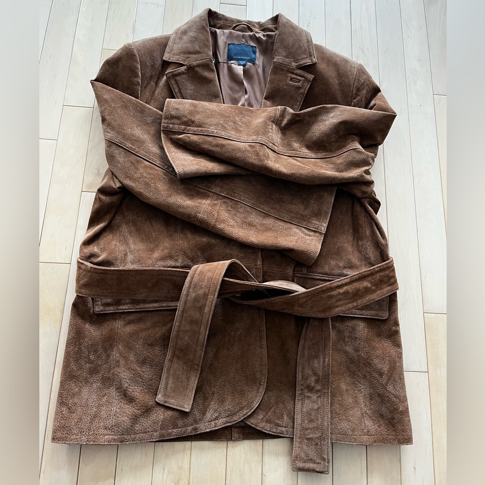 Zara Brown Suede Belted Coat - Picture 12 of 16